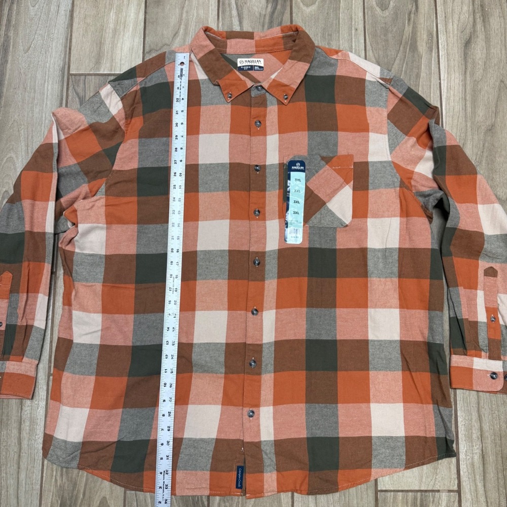 Magellan Outdoors Canyon Creek Flannel Shirt 3XL Amber Brown Plaid NWT - Picture 2 of 11